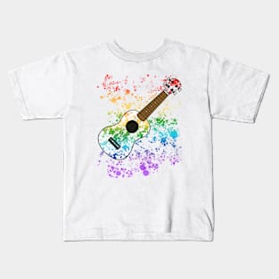 Ukulele Ukulelist Rainbow Colours Uke Player Musician Kids T-Shirt